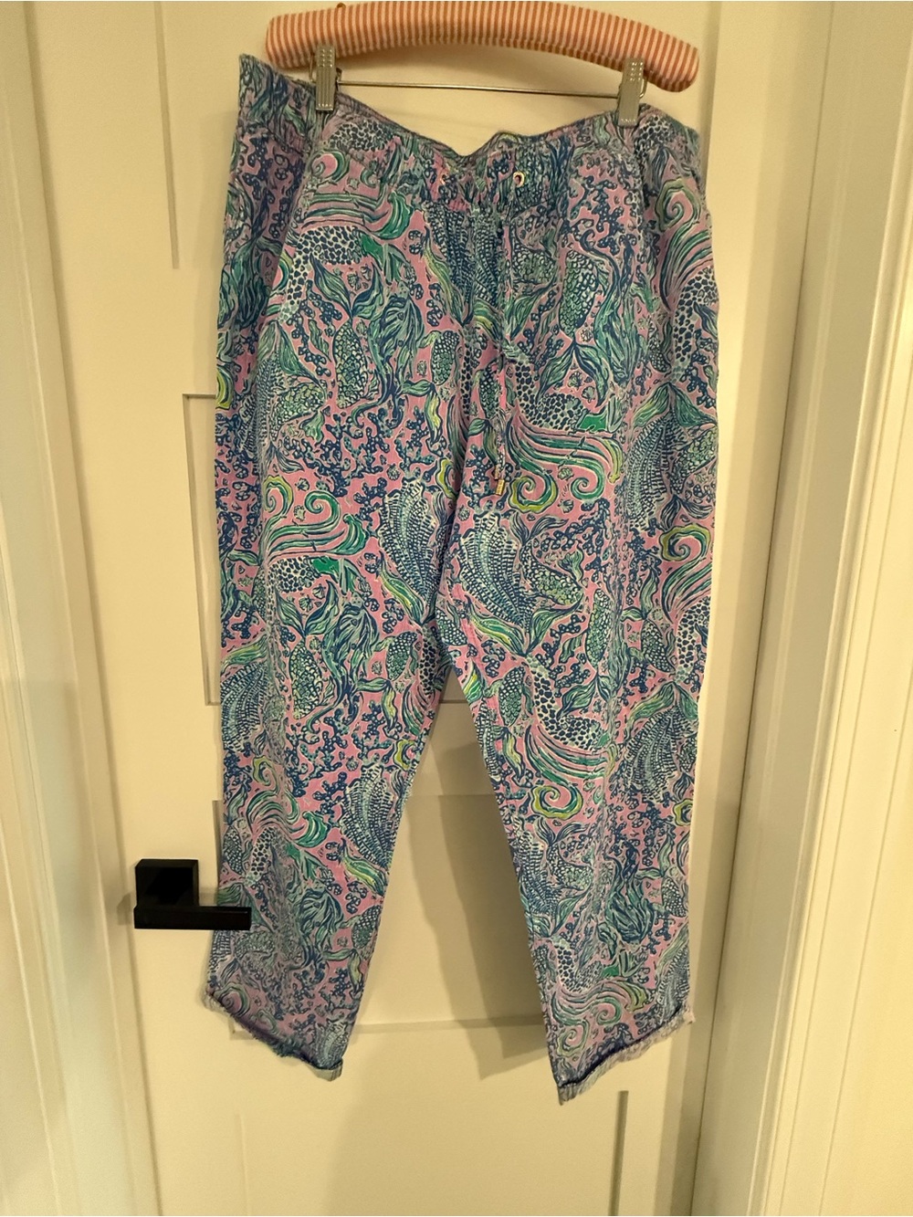 Lilly Pulitzer Pastel Pink, Blue & Green Pull-On Patterned Pants